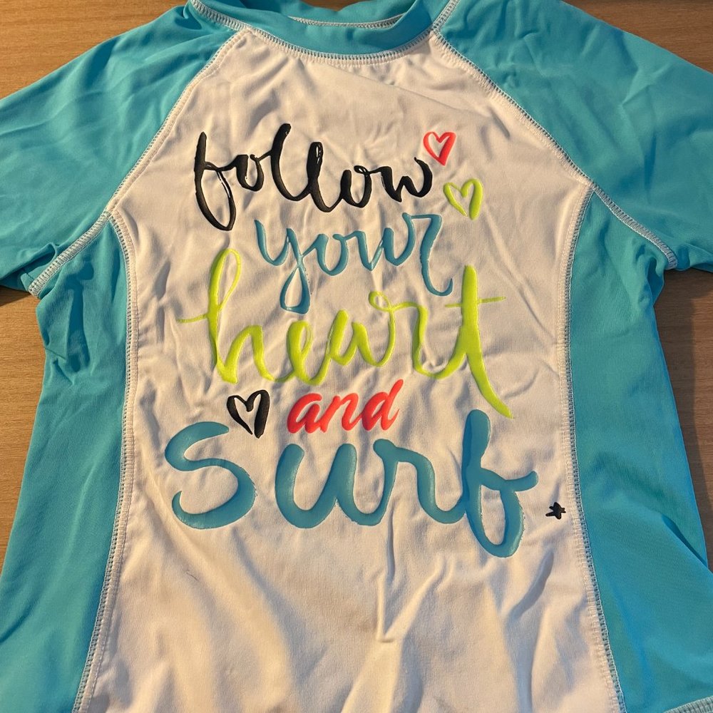 Follow your heart and surf girls swim top 4/5  extra small